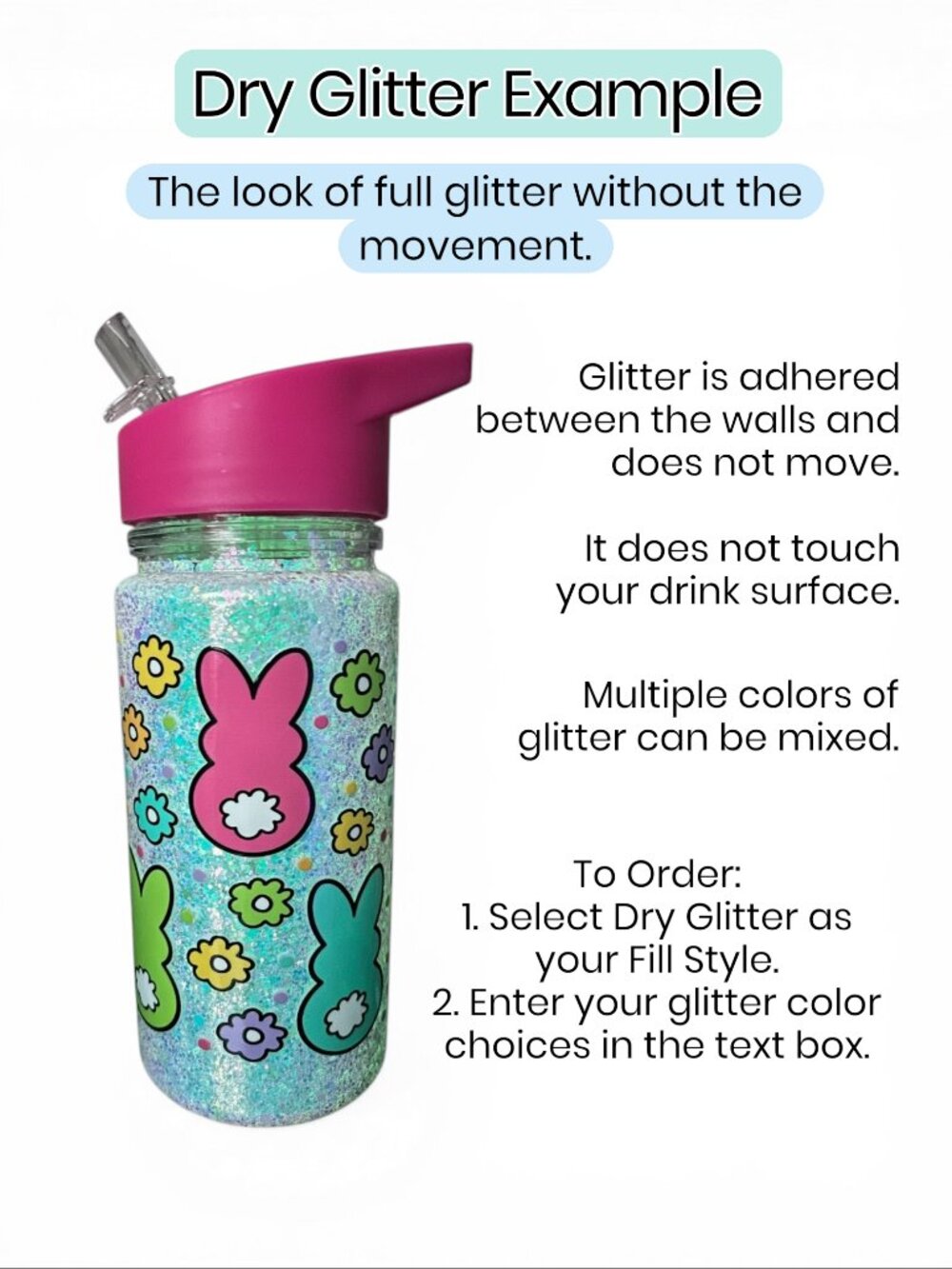 Custom 20oz Can Tumbler w/ Straw | Glitter Filled Cup | Snow Globe Cup - Picture 4 of 6